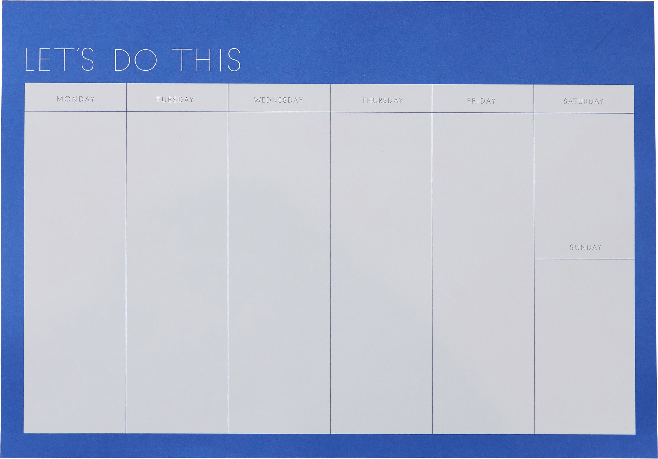 Planer tygodniowy Design Letters kobaltowy na ścianę