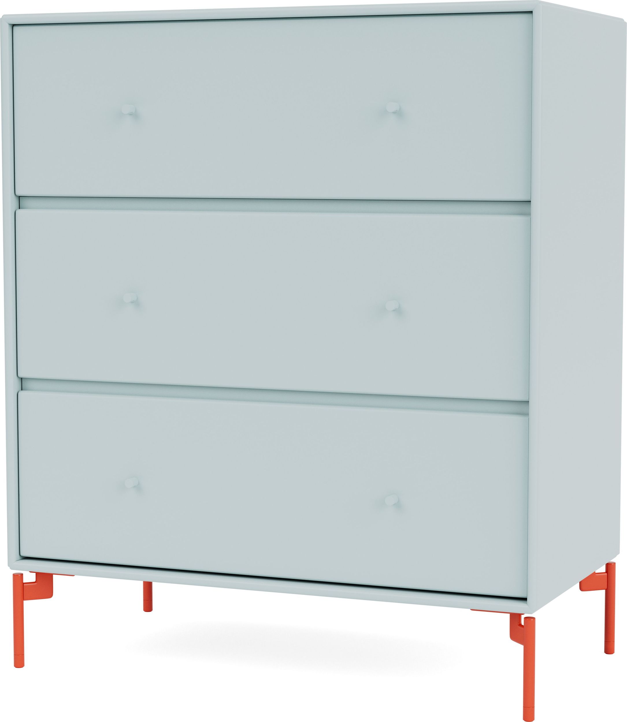 Komoda Carry jasnobłękitna na czerwonych nogach