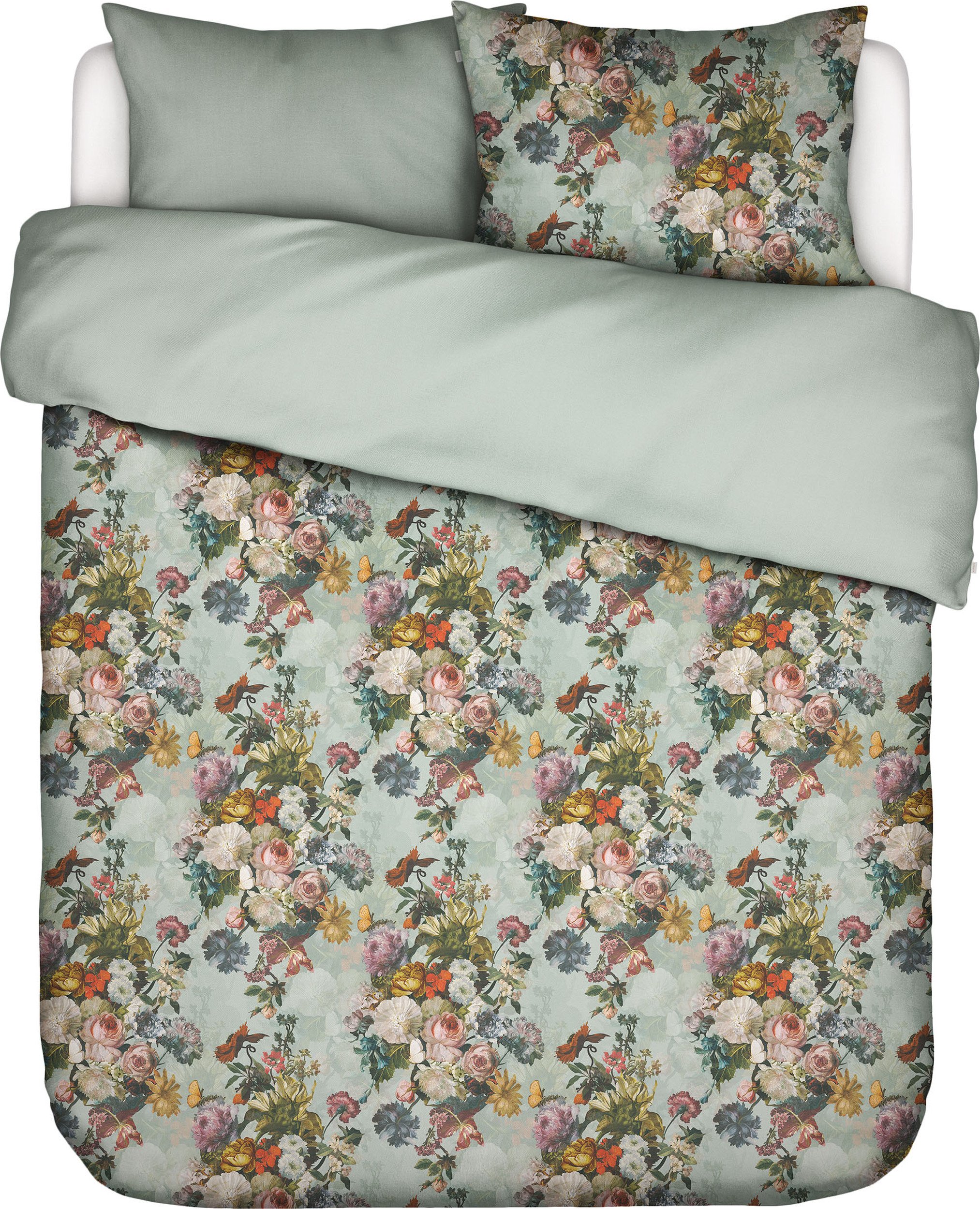 Pościel Karli 200 x 220 cm jasnozielona z 2 poszewkami na poduszki 60 x 70 cm zapięcie flap