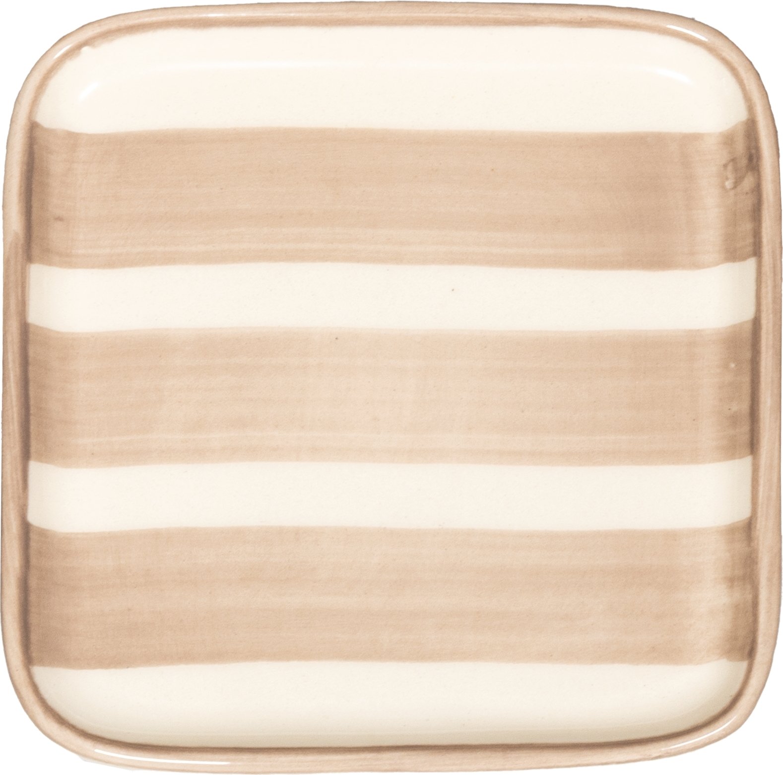 Talerz na przekąski Lido Righe w paski 11 x 11 cm beżowy
