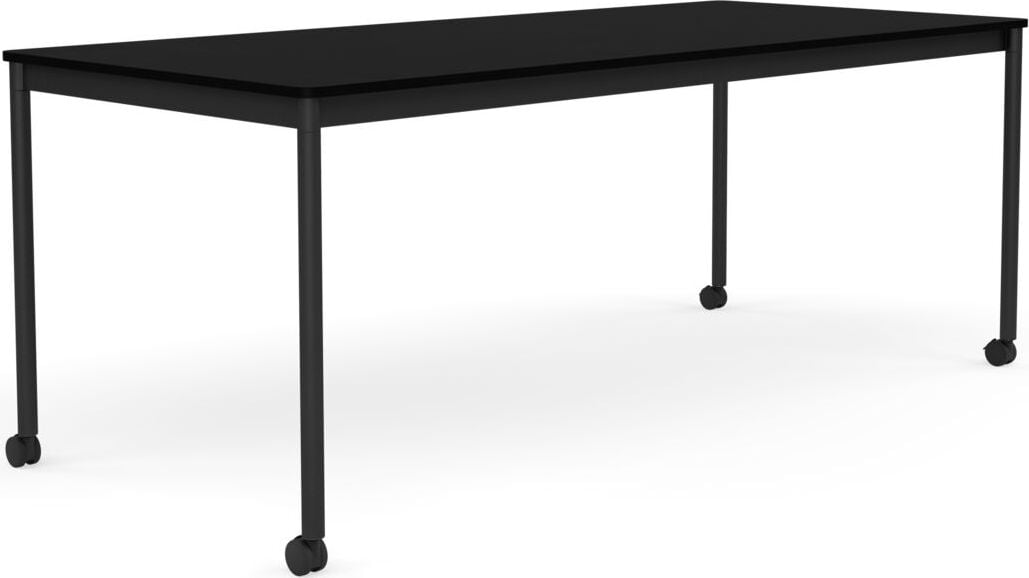Stół na kółkach Base 85 x 190 cm czarny laminowany ABS nogi czarne