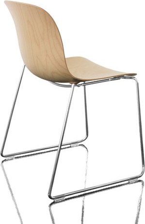 Krzesło Troy siedzisko ze sklejki chromowana rama naturalny buk