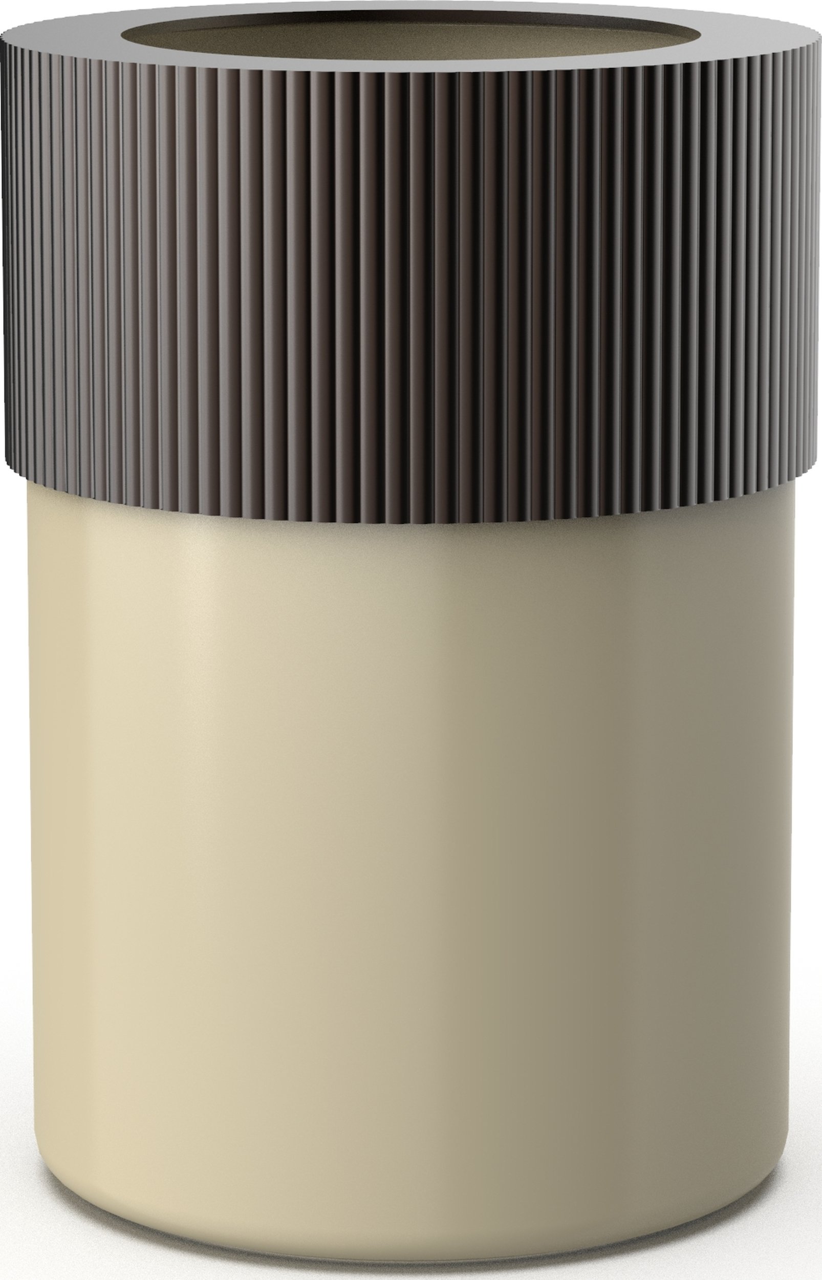 Kosz łazienkowy na śmieci Of Line piaskowy z brązową pokrywką