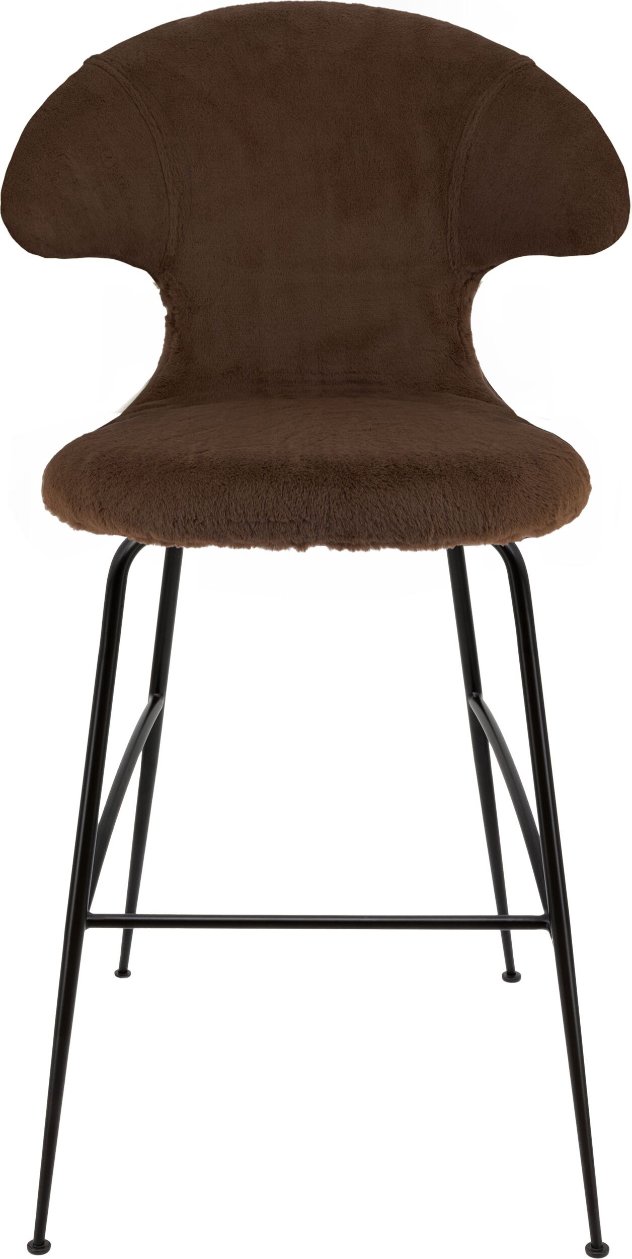 Krzesło barowe Time Flies Teddy brązowe na czarnych nogach