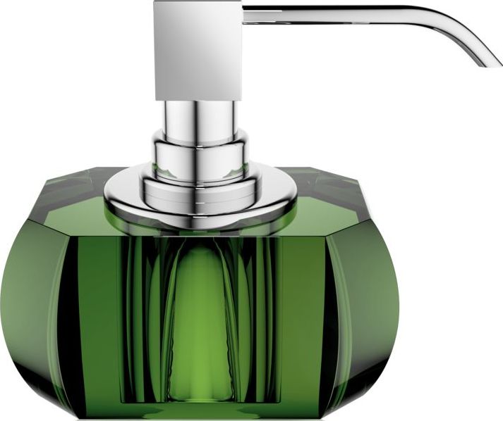 Dozownik do mydła Kristall zielony z pompką chrom