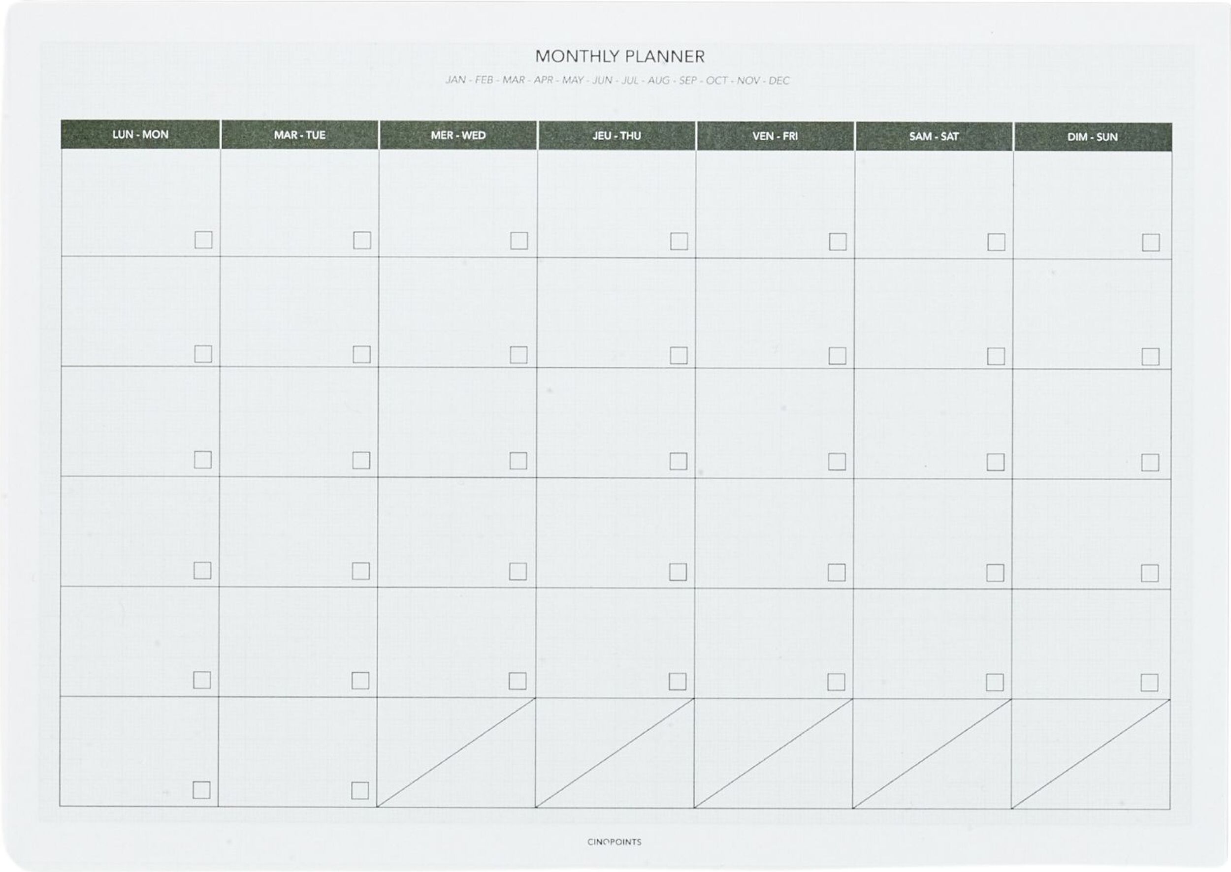 Planer miesięczny Cinqpoints A4