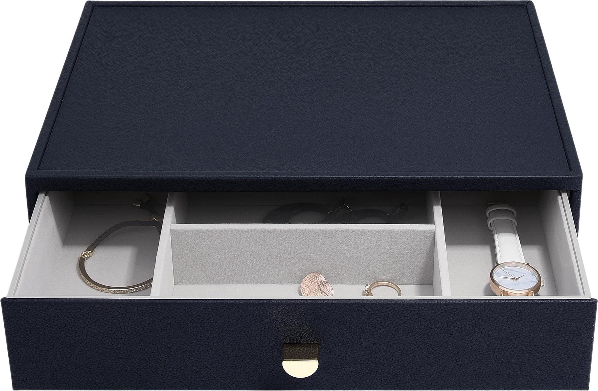 Szkatułka na biżuterię Stackers Pebble głęboka supersize granatowa z szufladą