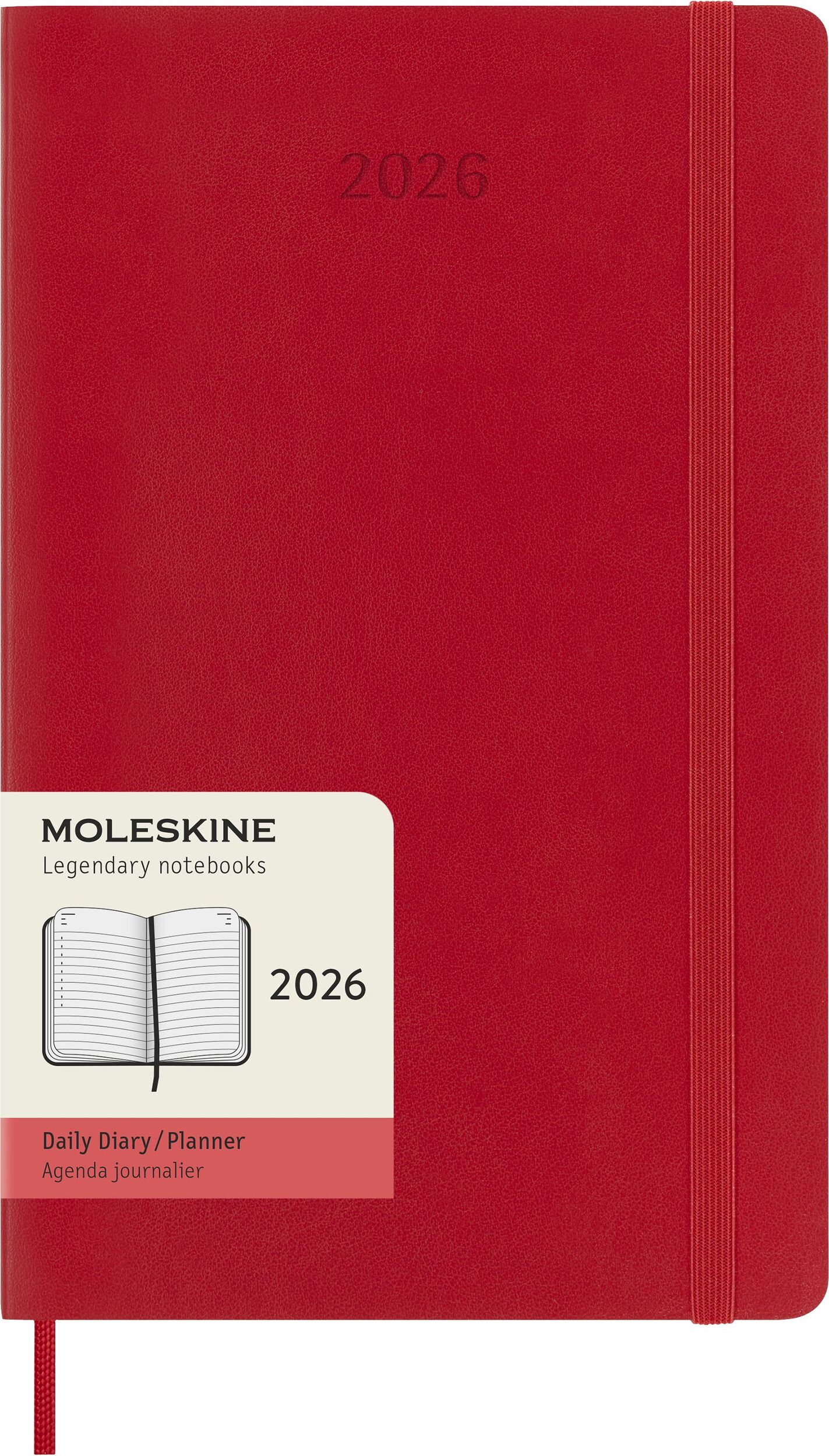Kalendarz dzienny w miękkiej oprawie Moleskine 2026 12M L czerwony