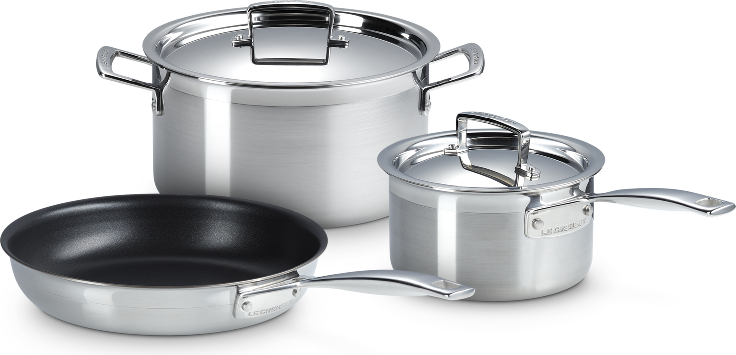 Garnek z rondlem i patelnią 3-ply ze stali nierdzewnej 3 el.