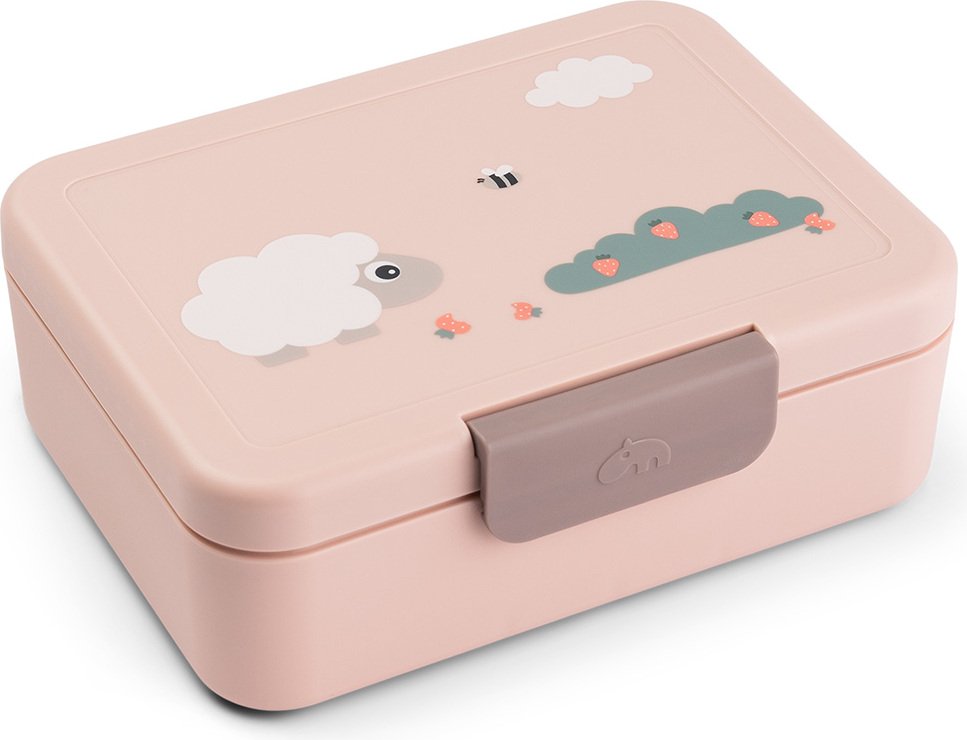 Lunchbox dziecięcy z podziałką Tiny Farm różowy
