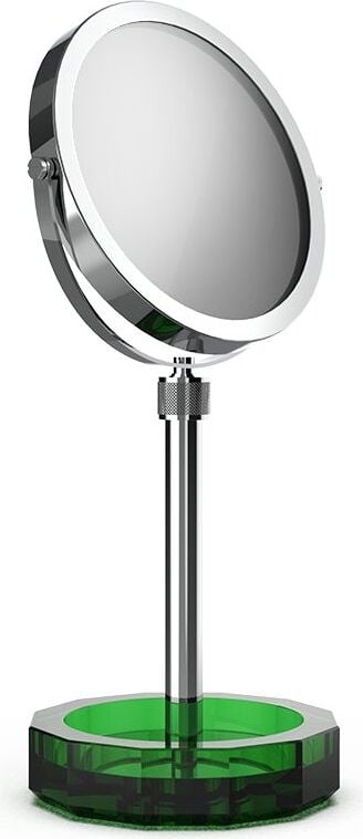 Lusterko kosmetyczne Kristall chrom z zieloną podstawką
