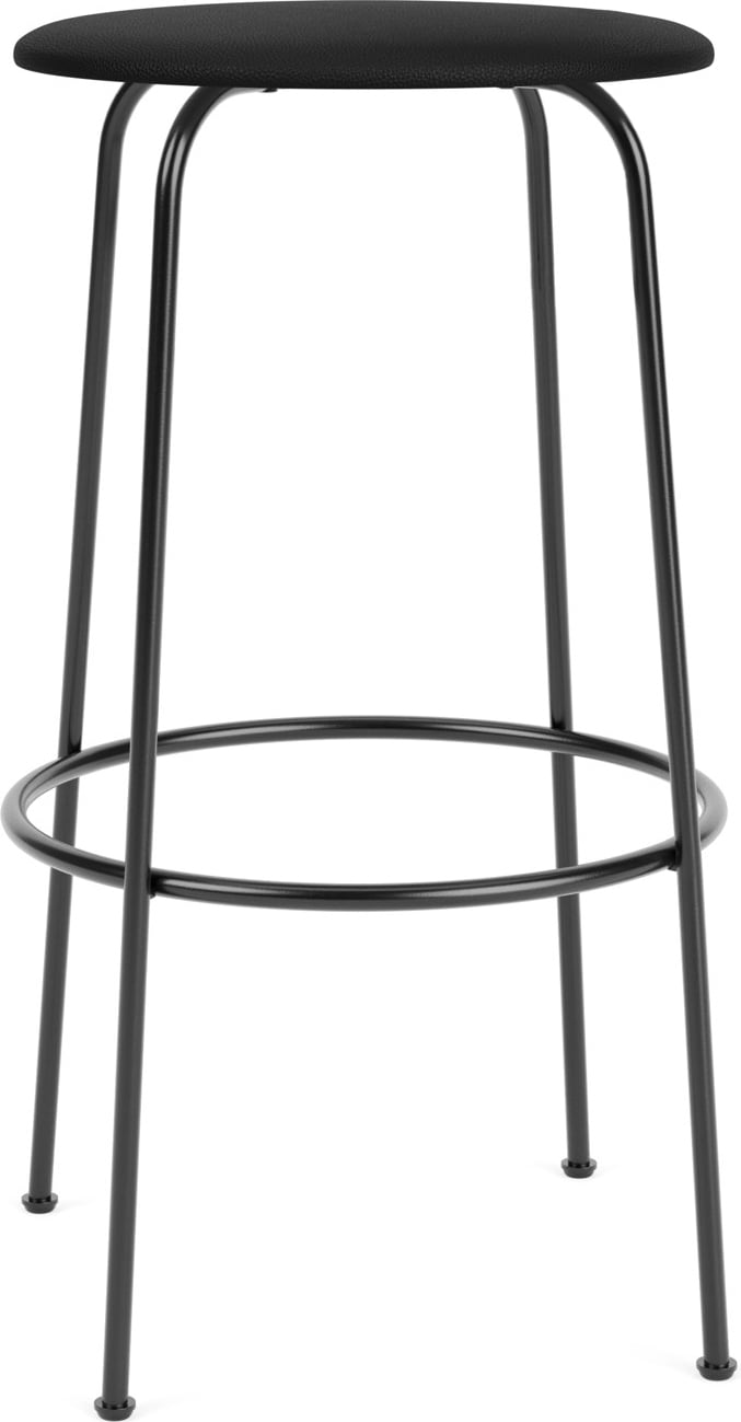 Stołek barowy Afteroom 75 cm czarny siedzisko skórzane