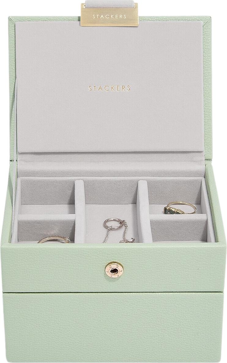 Szkatułka na biżuterię Stackers podwójna micro zieleń szałwiowa