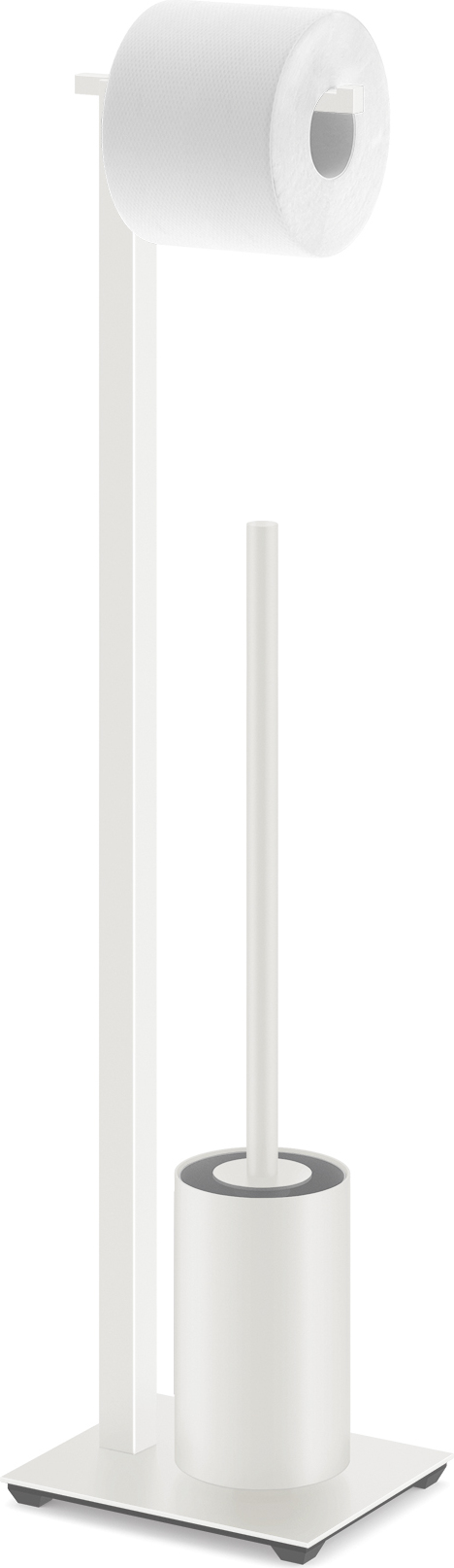 Szczotka do WC z uchwytem na papier Carvo biała stal malowana proszkowo