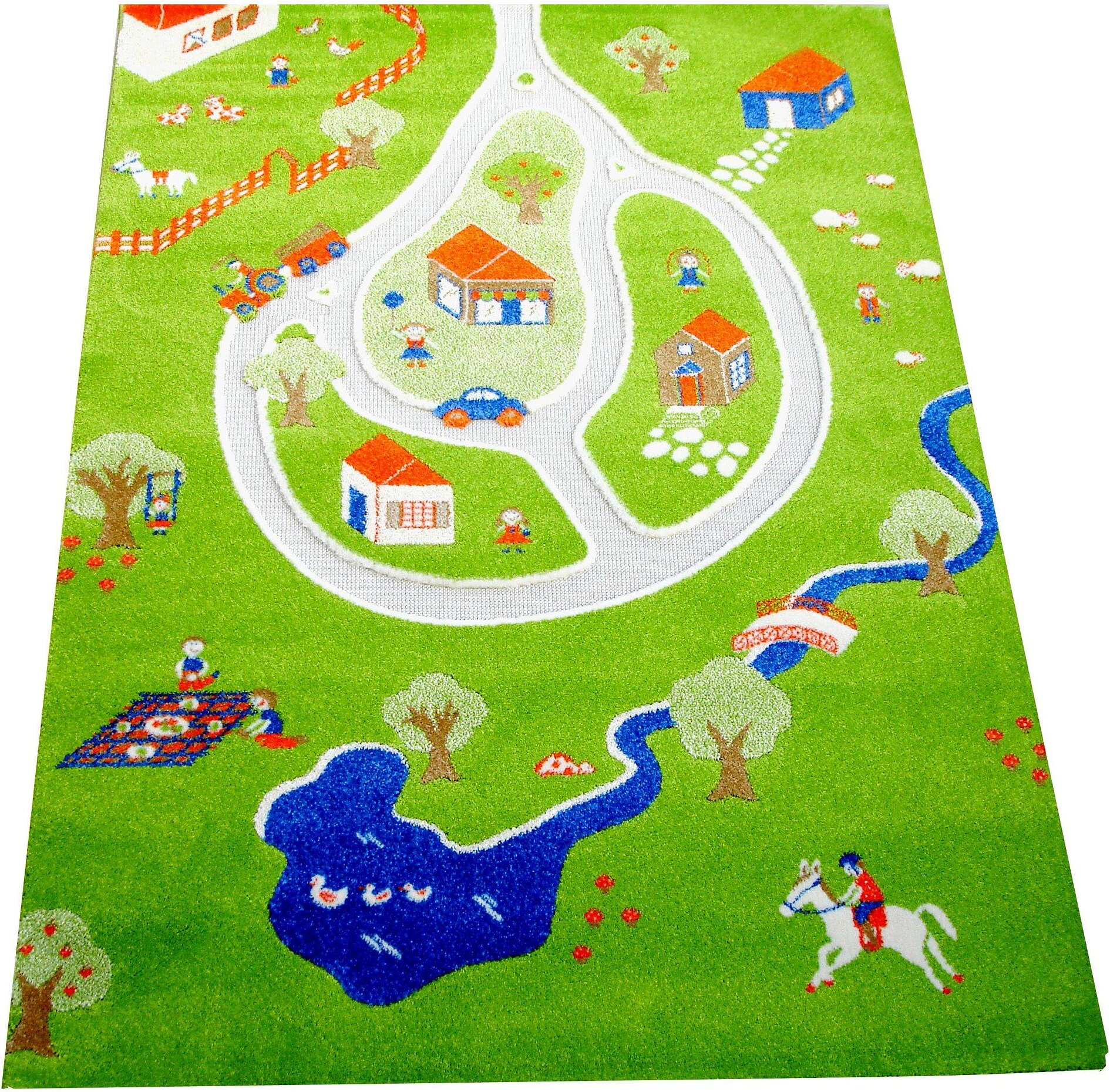 Dywan Wioska 3D 100 x 150 cm zielony