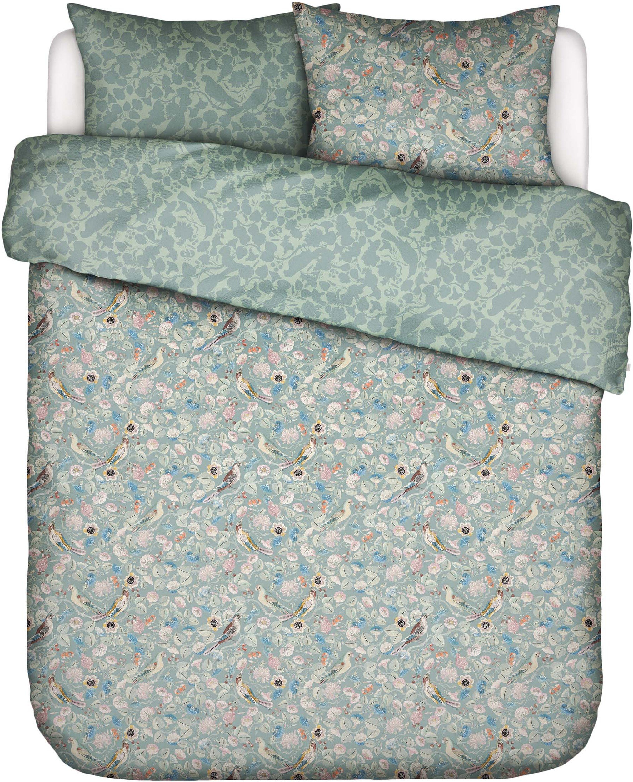 Pościel Aleste 240 x 220 cm zielona z 2 poszewkami na poduszki 60 x 70 cm zapięcie flap