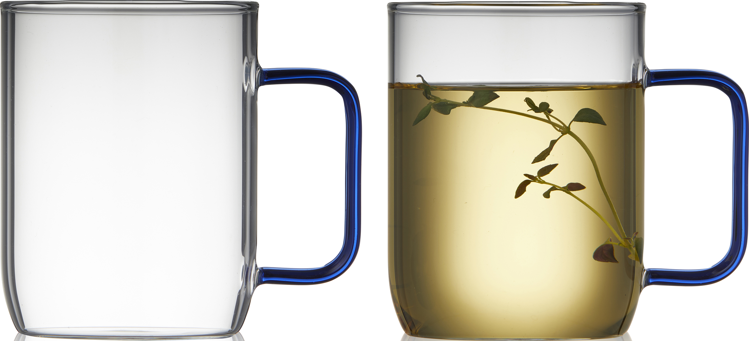 Szklanki Torino 400 ml przezroczyste z niebieskim uchem 2 szt.