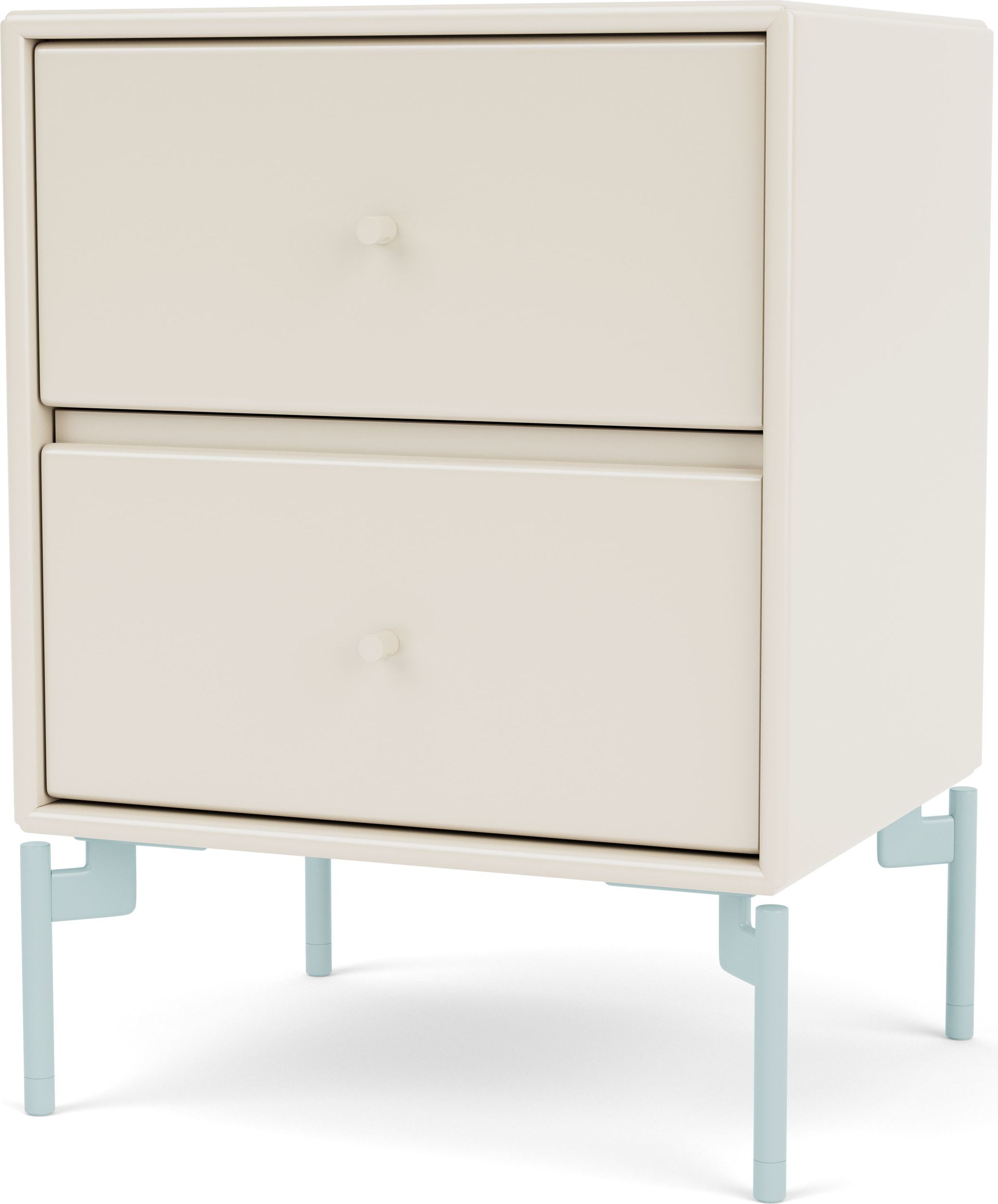 Szafka nocna Drift jasnobeżowa na jasnobłękitnych nogach