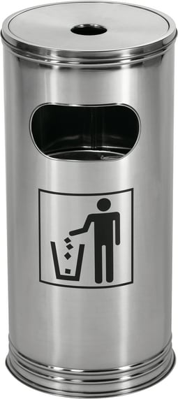 Kosz na śmieci 15 l stalowy z popielniczką