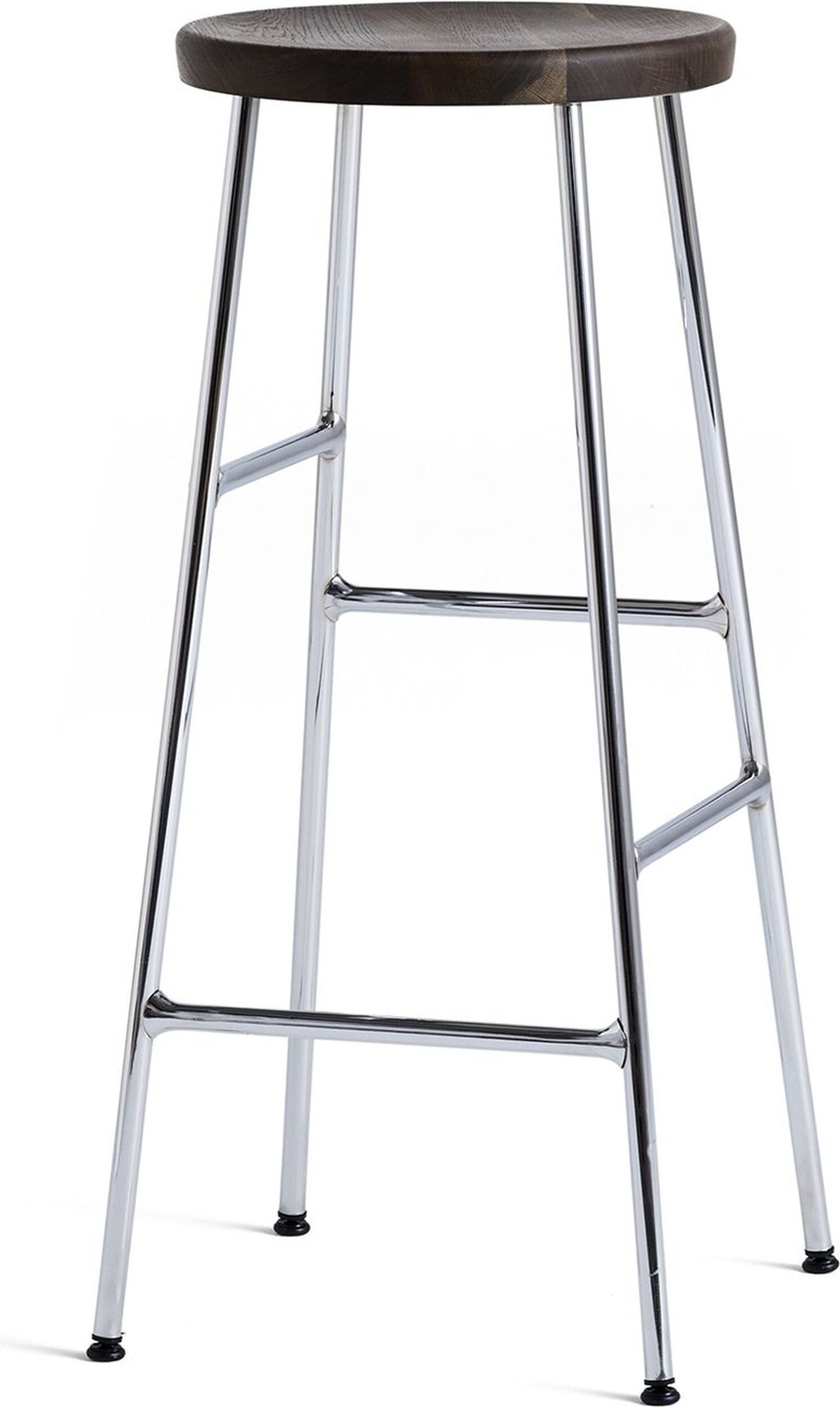 Stołek barowy Cornet 75 cm ciemny dąb na chromowanych nogach