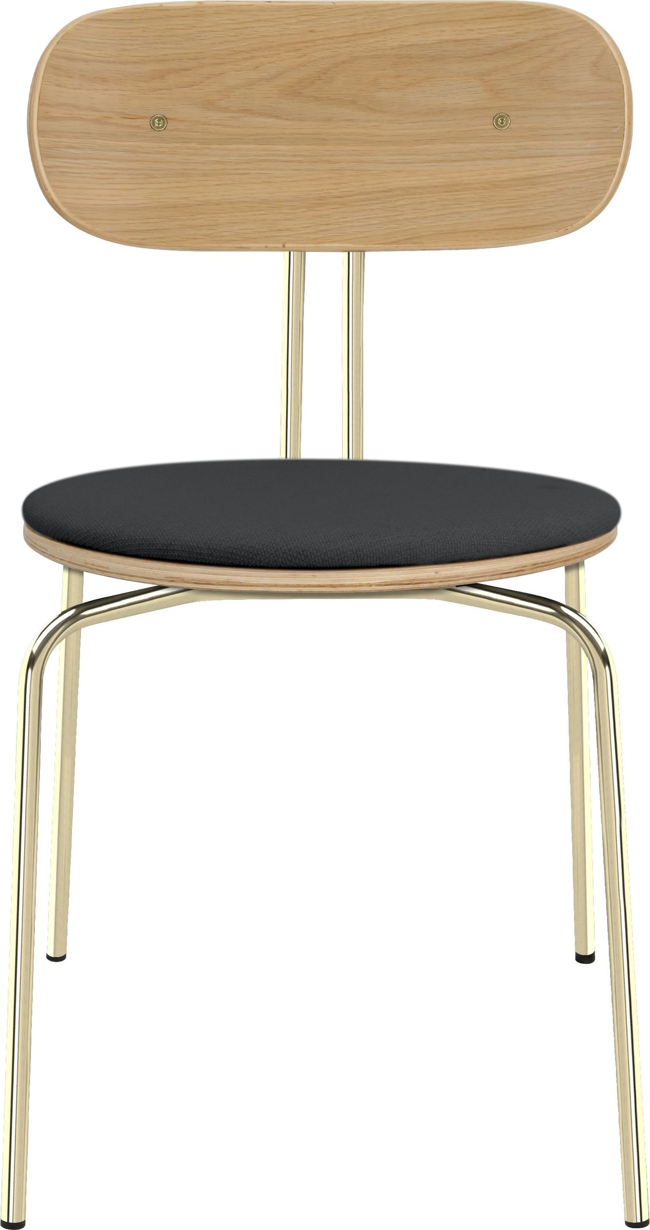 Krzesło Curious ciemnoszare z tapicerowanym siedziskiem na mosiężnych nogach