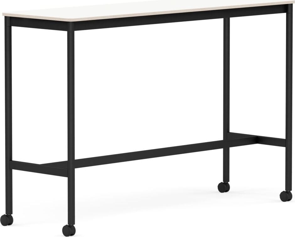 Stół na kółkach Base 50 x 160 x 105 cm biały laminowany nogi czarne