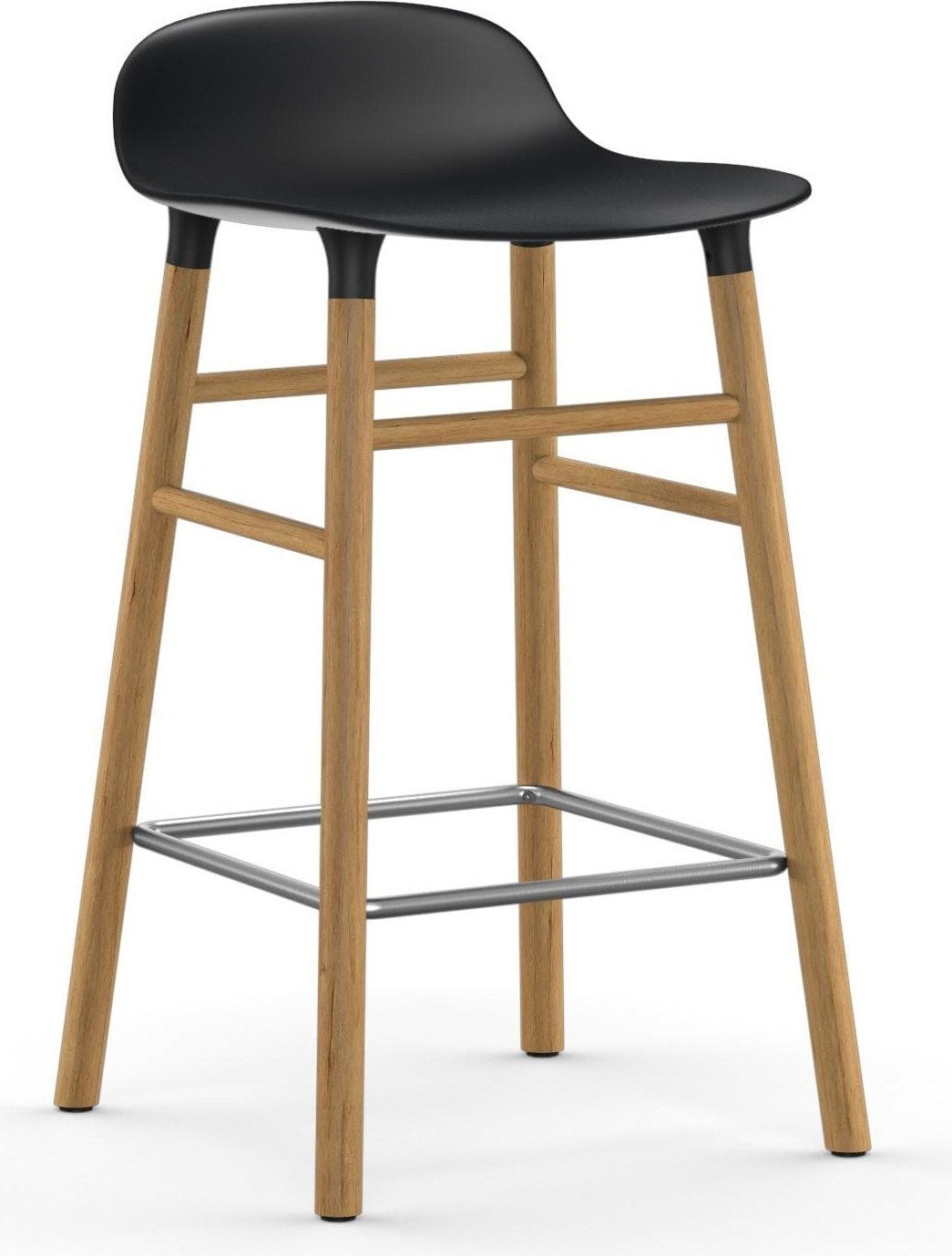 Stołek barowy Form 65 cm czarny drewno dębowe