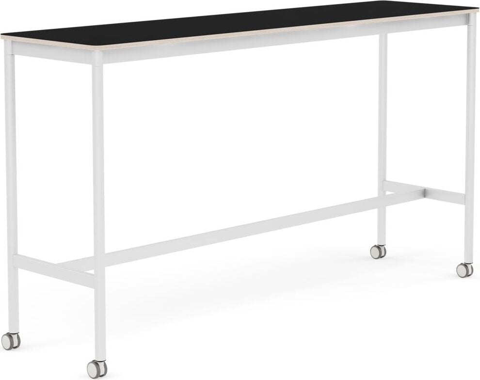 Stół na kółkach Base 50 x 190 x 105 cm czarny laminowany nogi białe