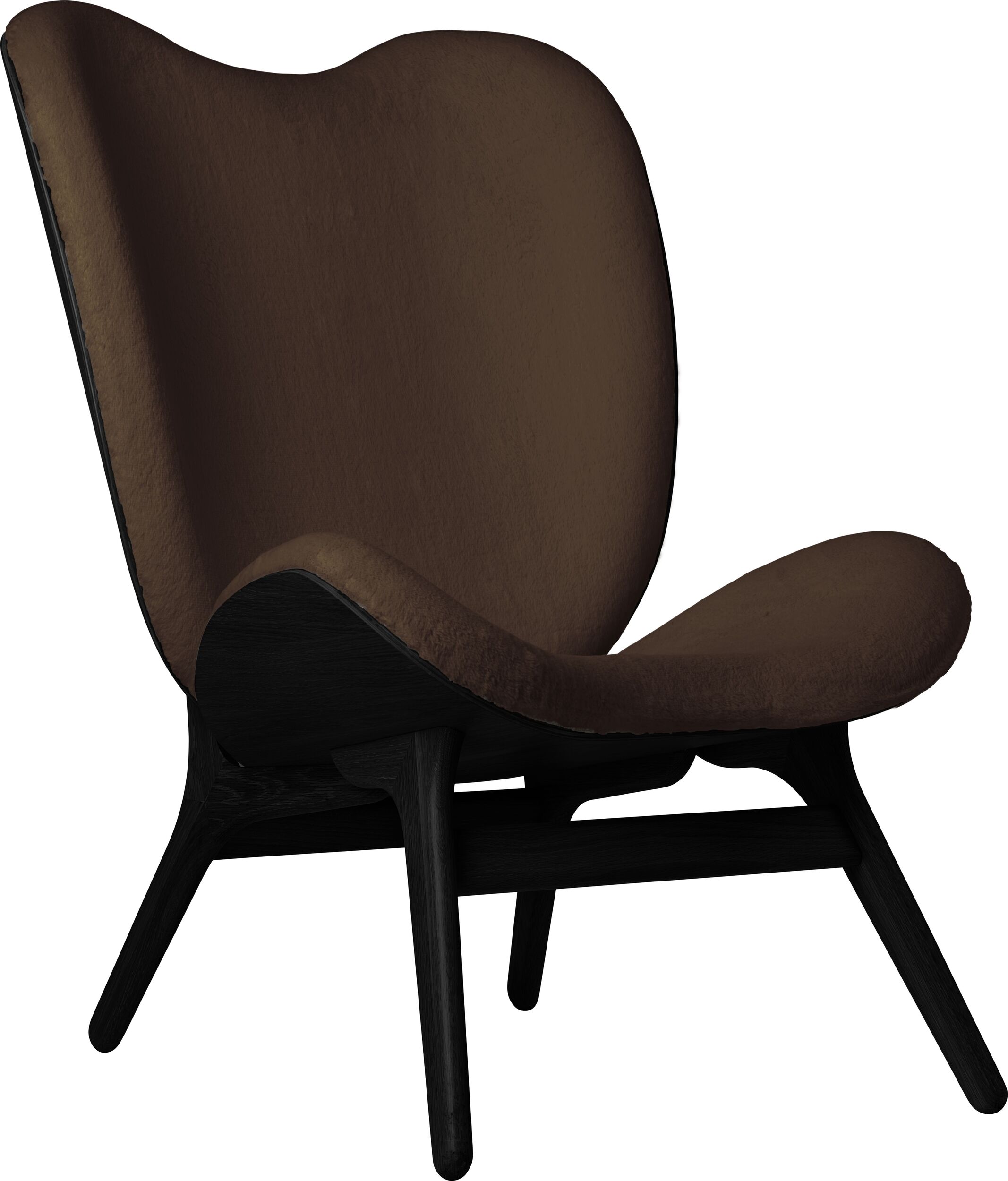 Fotel Conversation Piece Teddy 106 cm brązowy na czarnych dębowych nogach