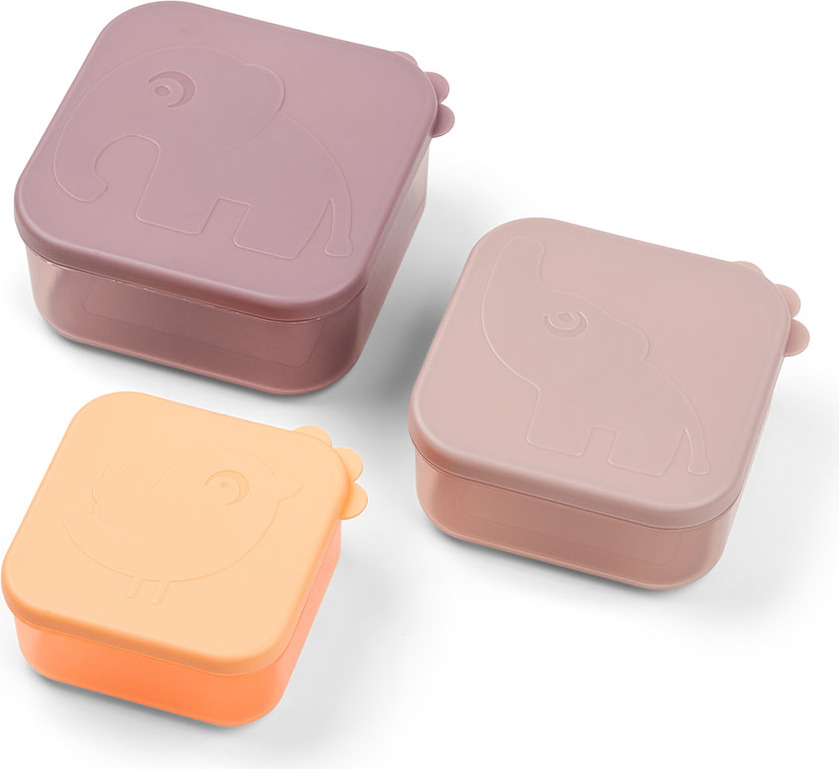 Pojemniki na przekąski Deer Friends Elphee & Birdee różowe 3 szt.