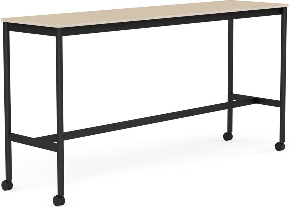 Stół na kółkach Base 50 x 190 x 95 cm okleina dąb lakierowany nogi czarne