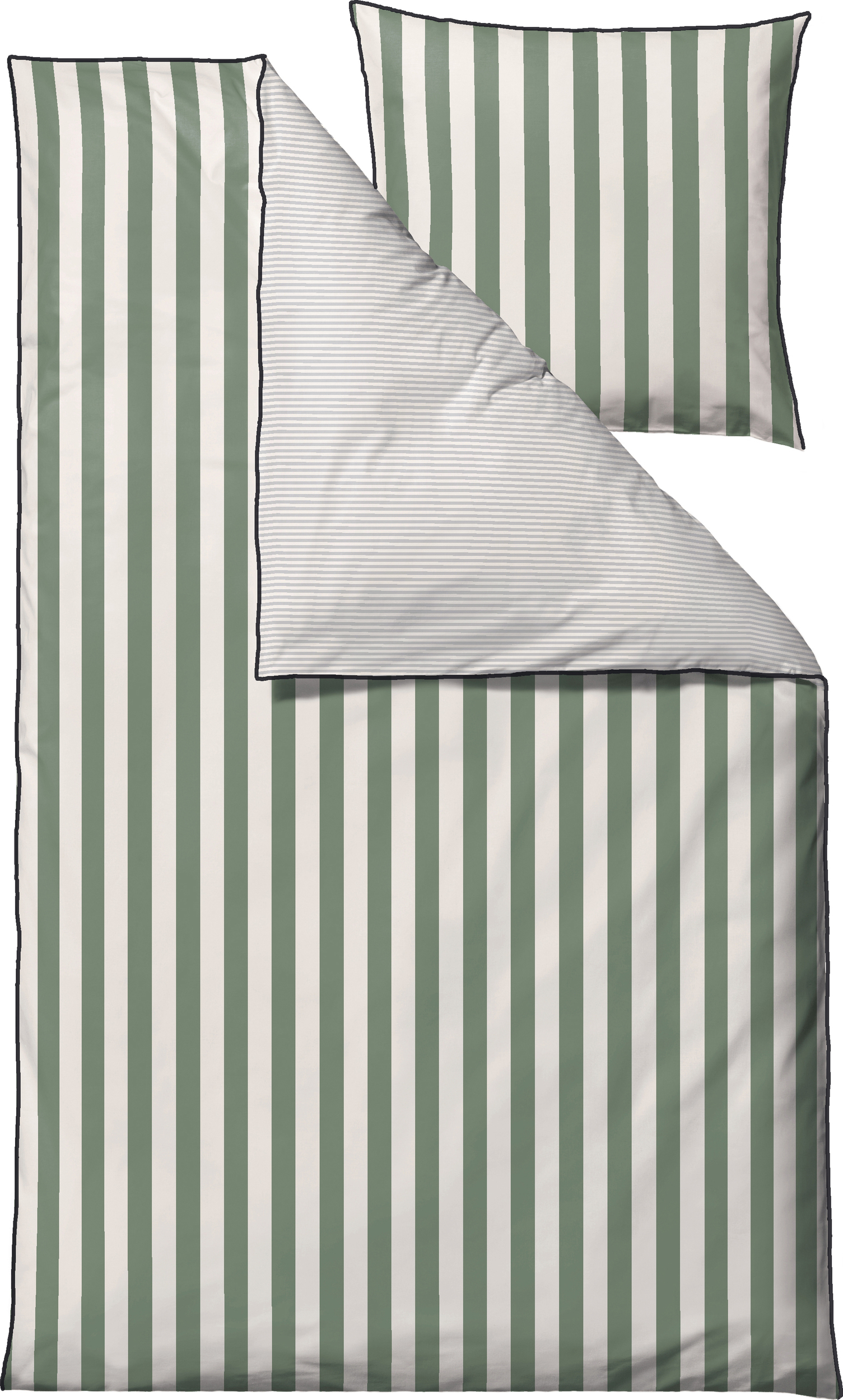 Pościel Parallel 140 x 200 cm zielona z poszewką na poduszkę 60 x 63 cm
