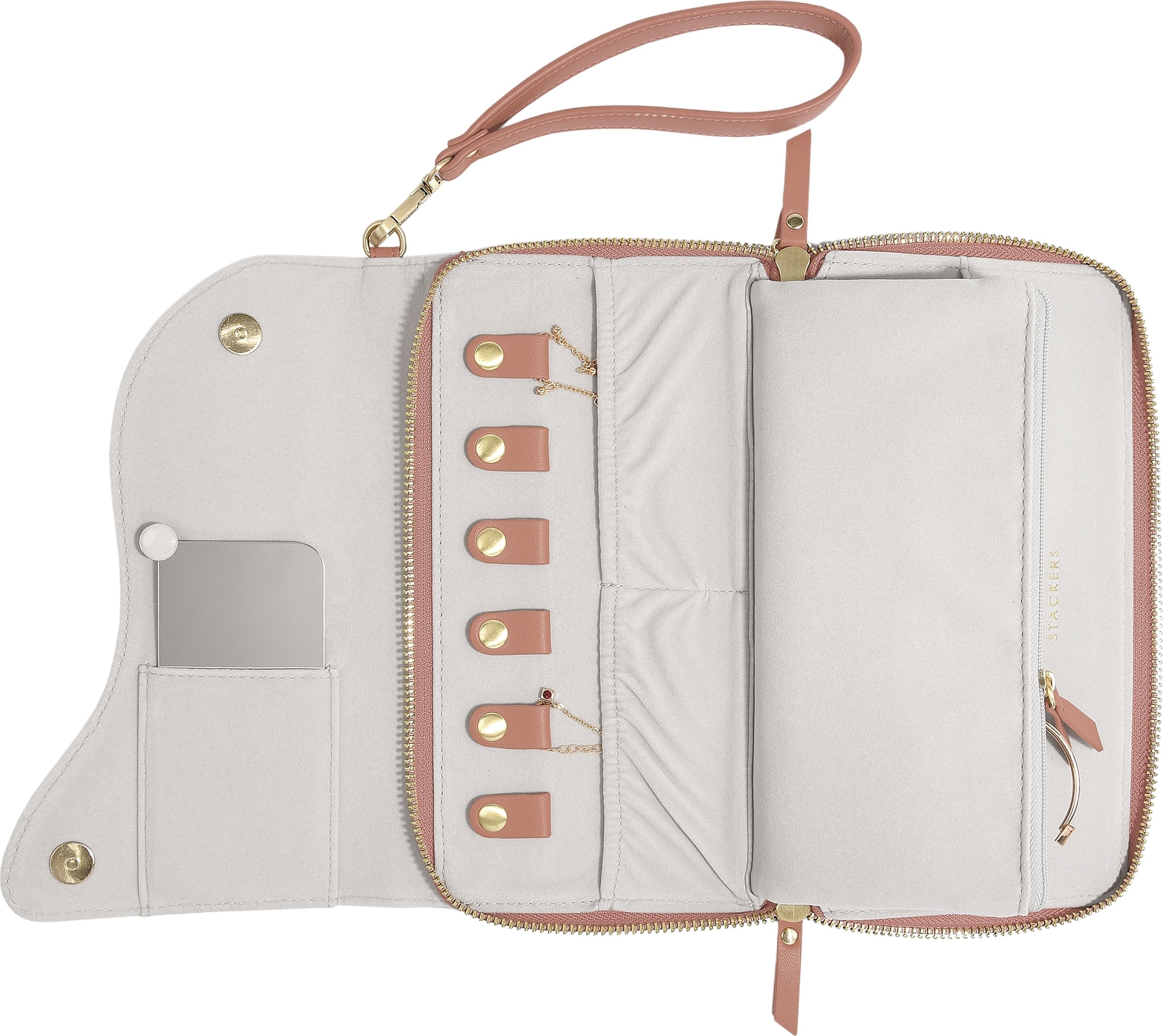 Pudełko podróżne na biżuterię Stackers Wave kremowo-brzoskwiniowe