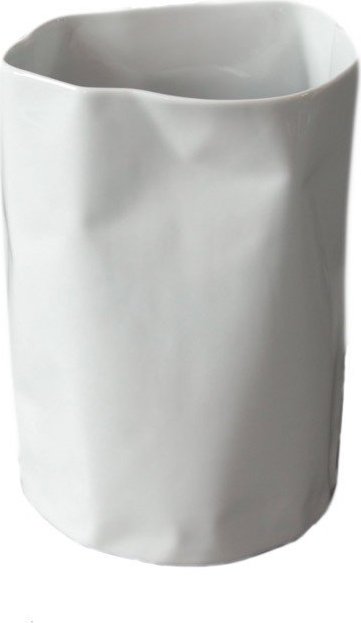 Wazon pogięty biały niski