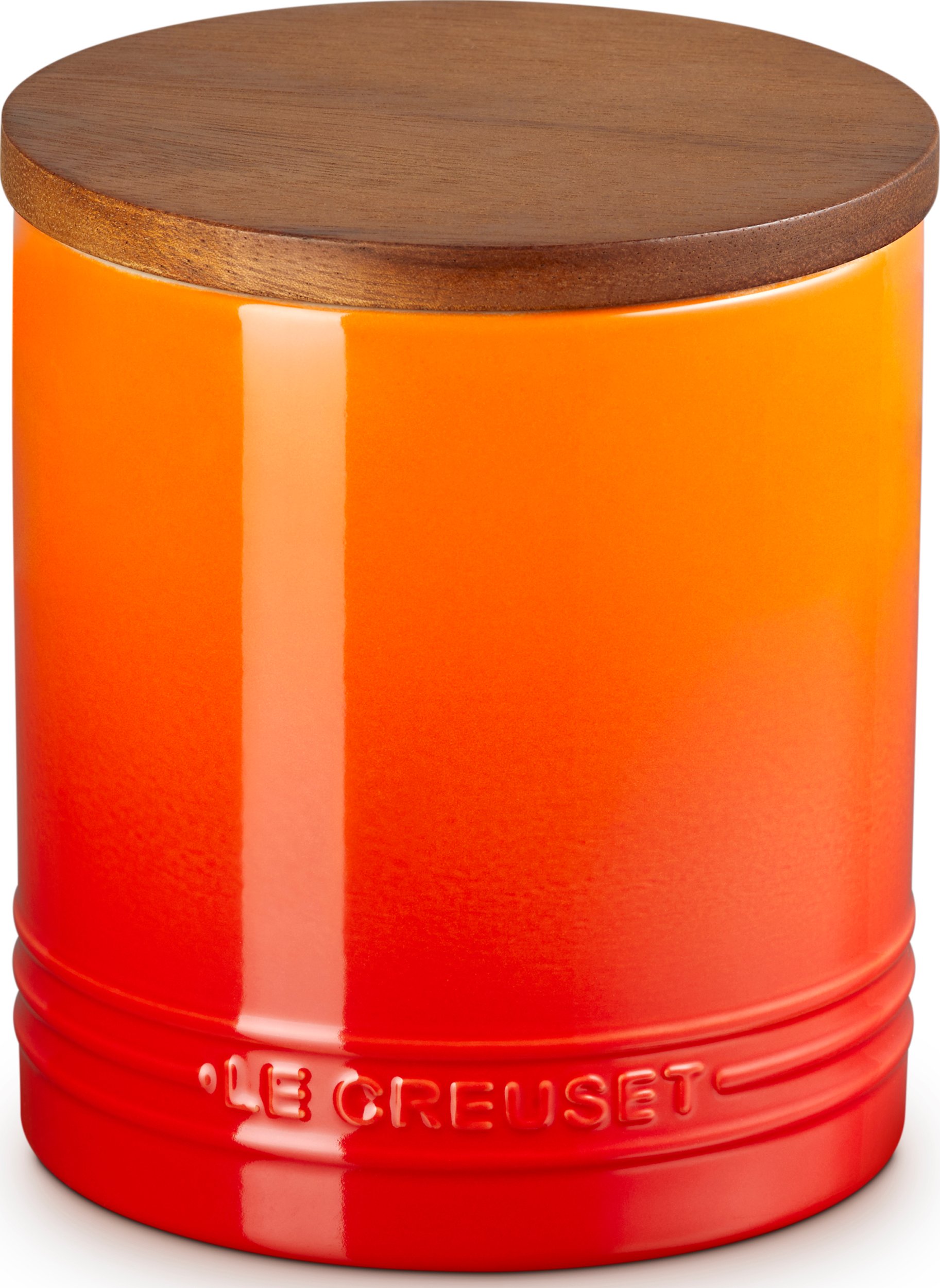 Pojemnik kuchenny z drewnianą pokrywką Le Creuset 1,1 l płomienny pomarańcz