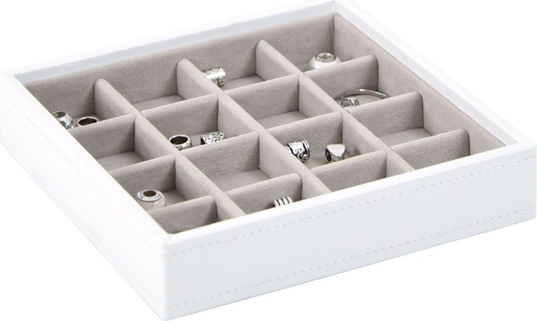 Szkatułka na charmsy Stackers 16 komorowa biało-beżowa