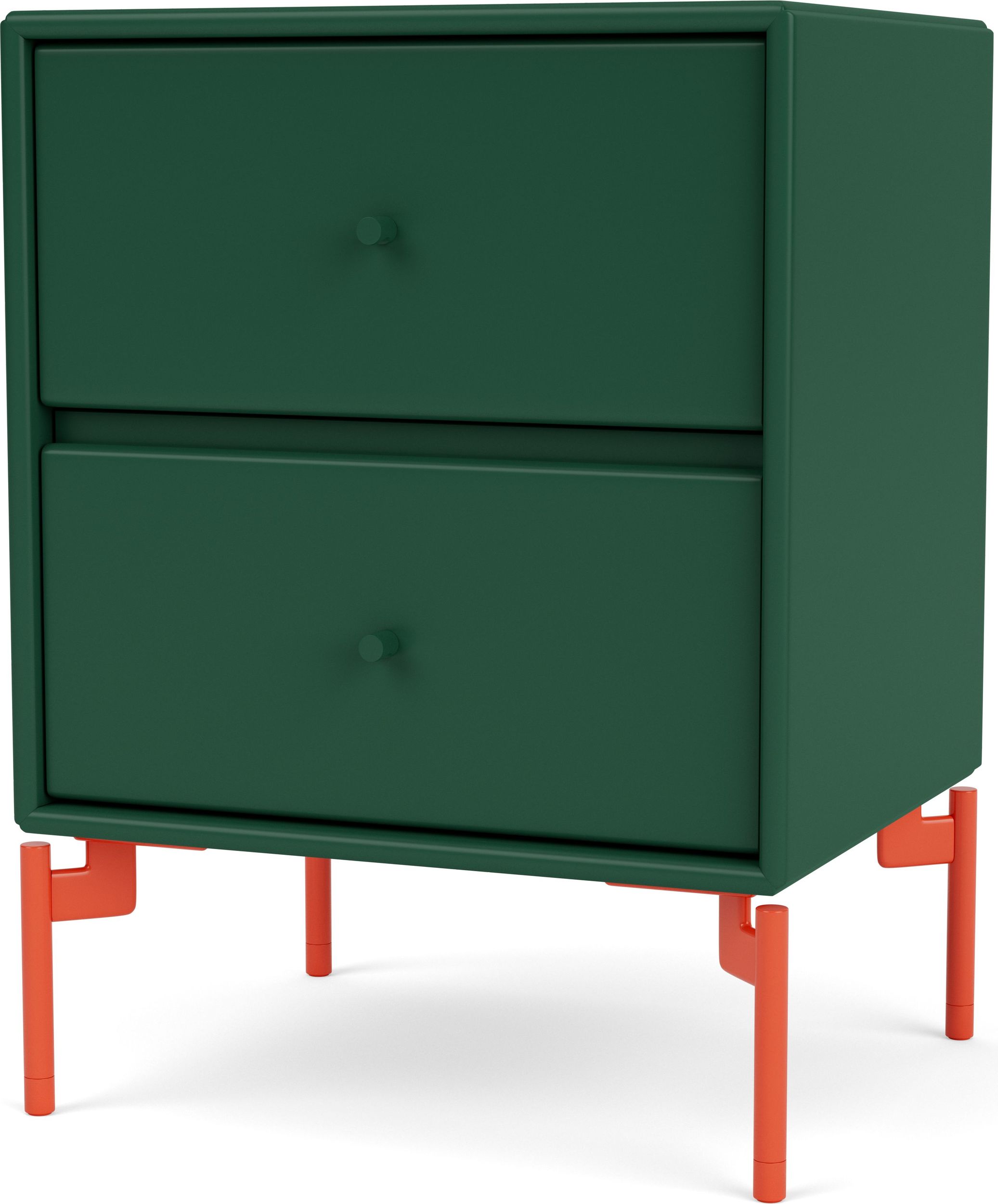 Szafka nocna Drift ciemnozielona na czerwonych nogach