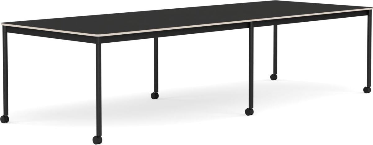 Stół na kółkach Base 110 x 300 cm czarny nanolaminat nogi czarne