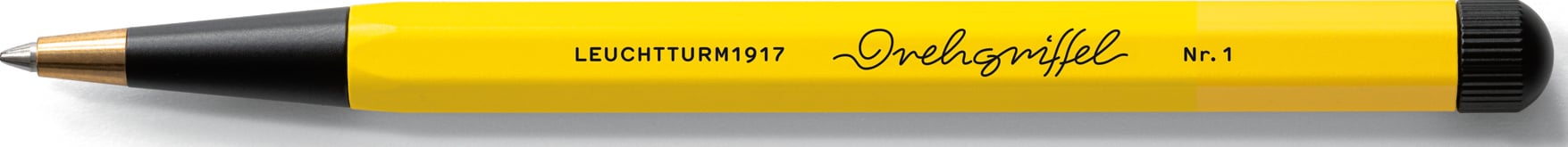 Długopis kulkowy z niebieskim tuszem Drehgriffel Nr. 1 Bauhaus żółto-czarny