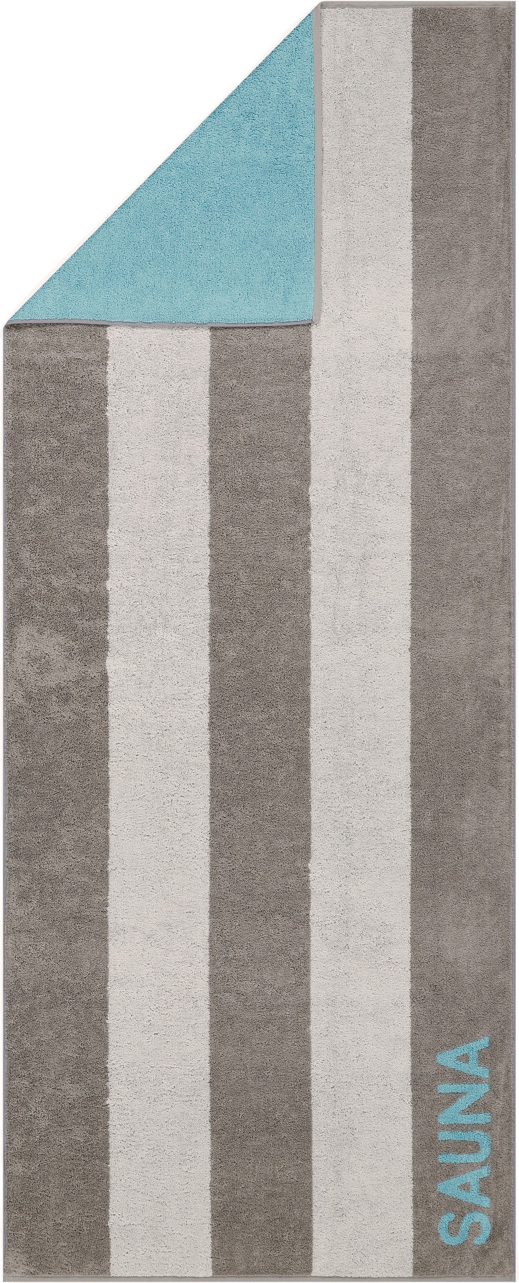 Ręcznik Sauna w pasy 80 x 200 cm grafitowo-turkusowy