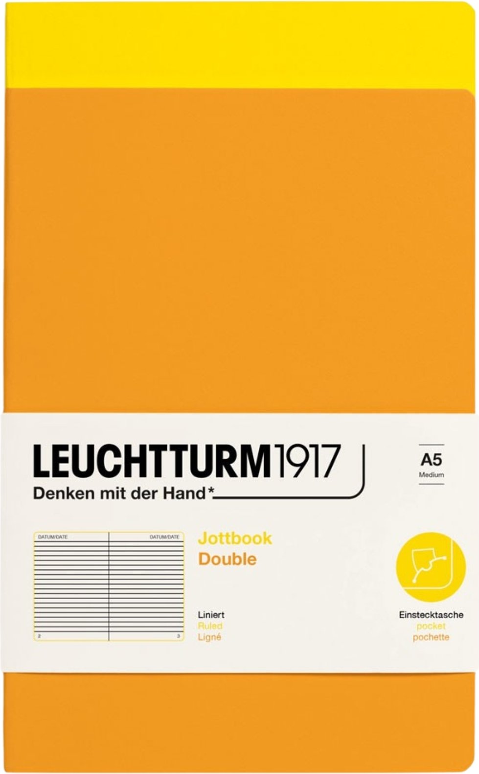 Notesy w linię w oprawie flex Jottbook A5 żółty i pomarańczowy 80 g/m² 2 szt.