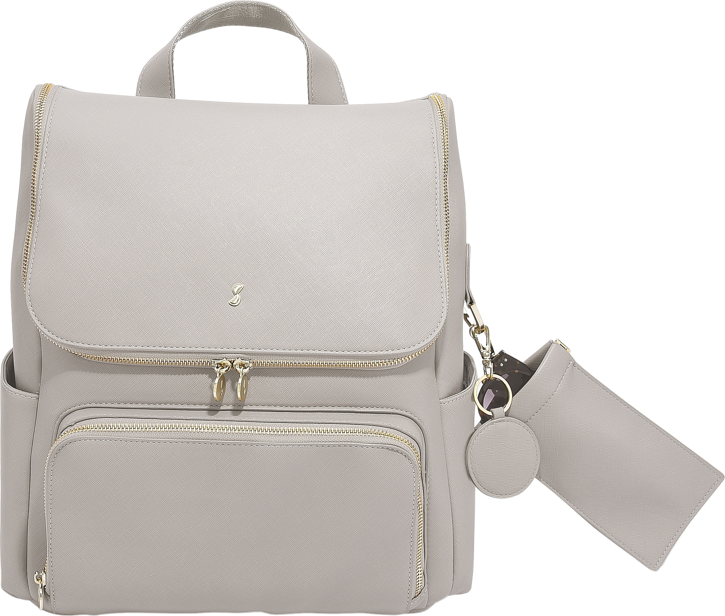 Plecak z lusterkiem, brelokiem, etui na karty i na okulary Stackers Luxury taupe 5 el.