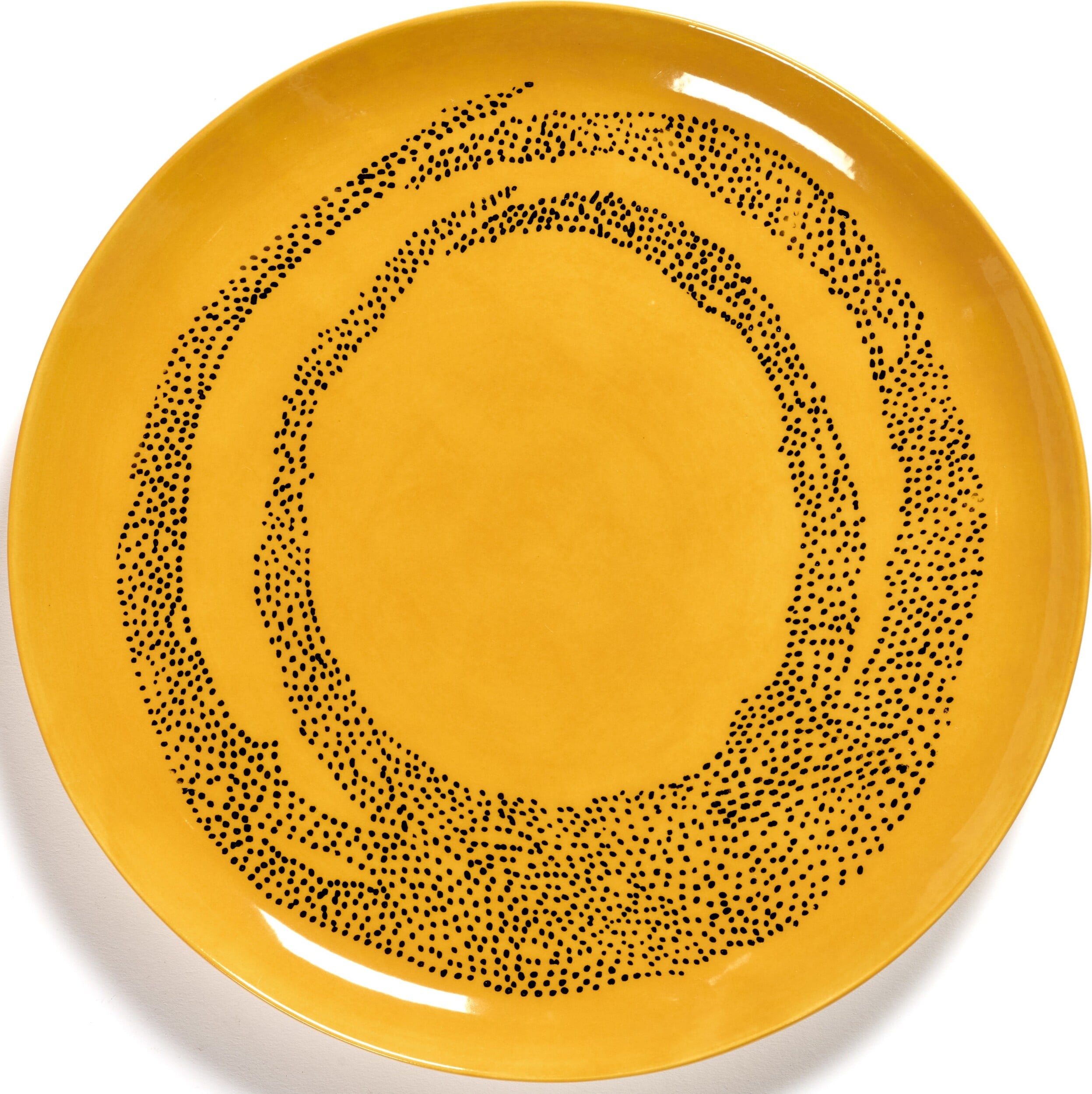 Talerze obiadowe Feast w kropki 26,5 cm żółto-czarne 2 szt.