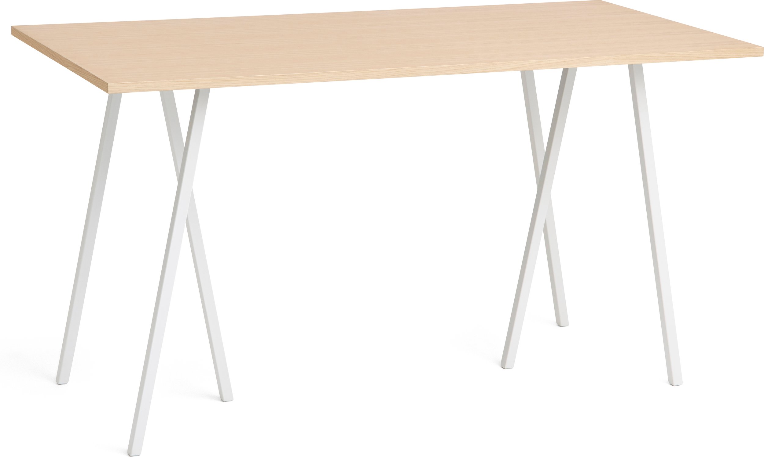 Stół Loop Stand wysoki 180 cm wzmocniony blat dąb lakierowany nogi białe