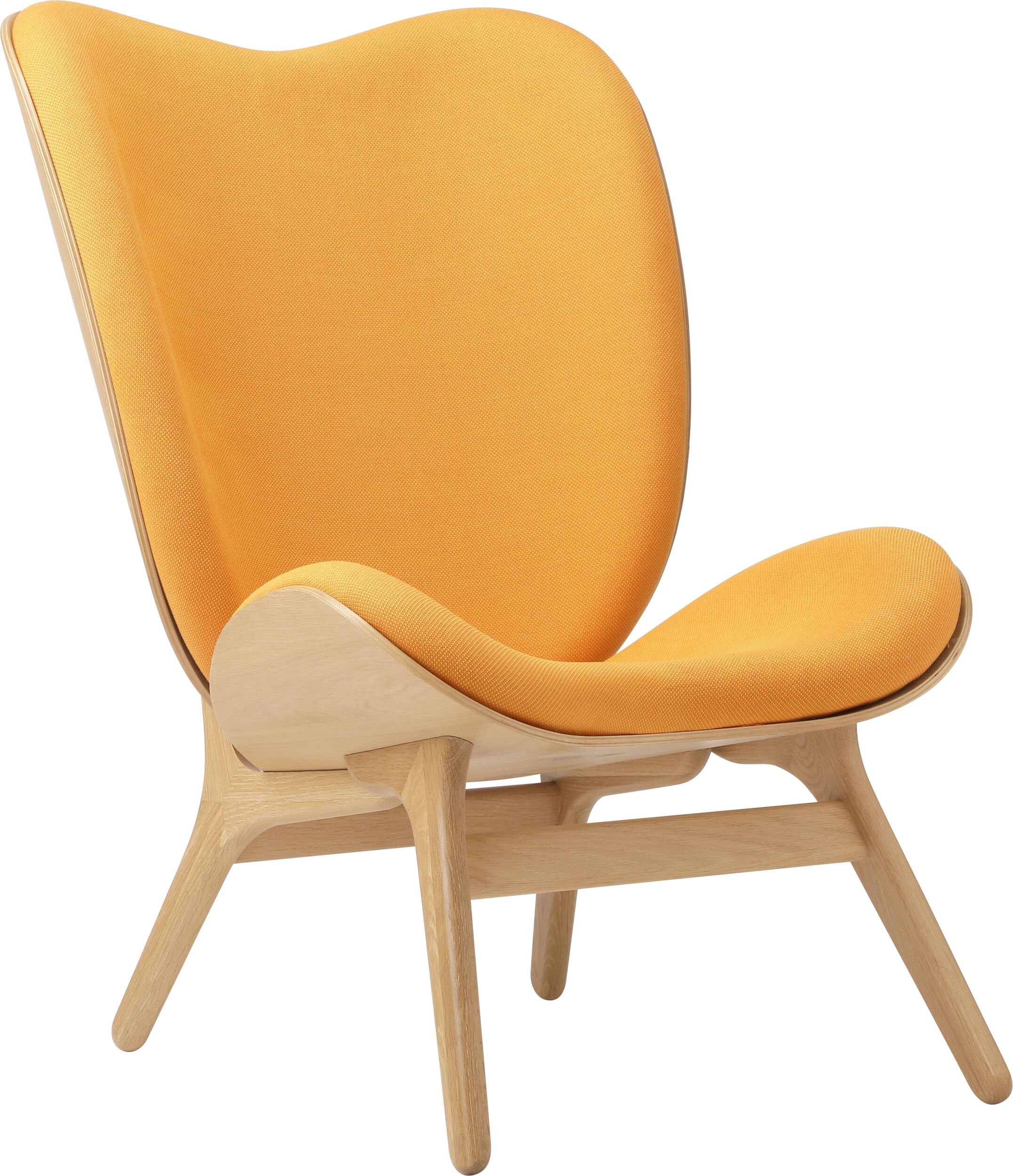 Fotel Conversation Piece 106 cm pomarańczowy na dębowych nogach