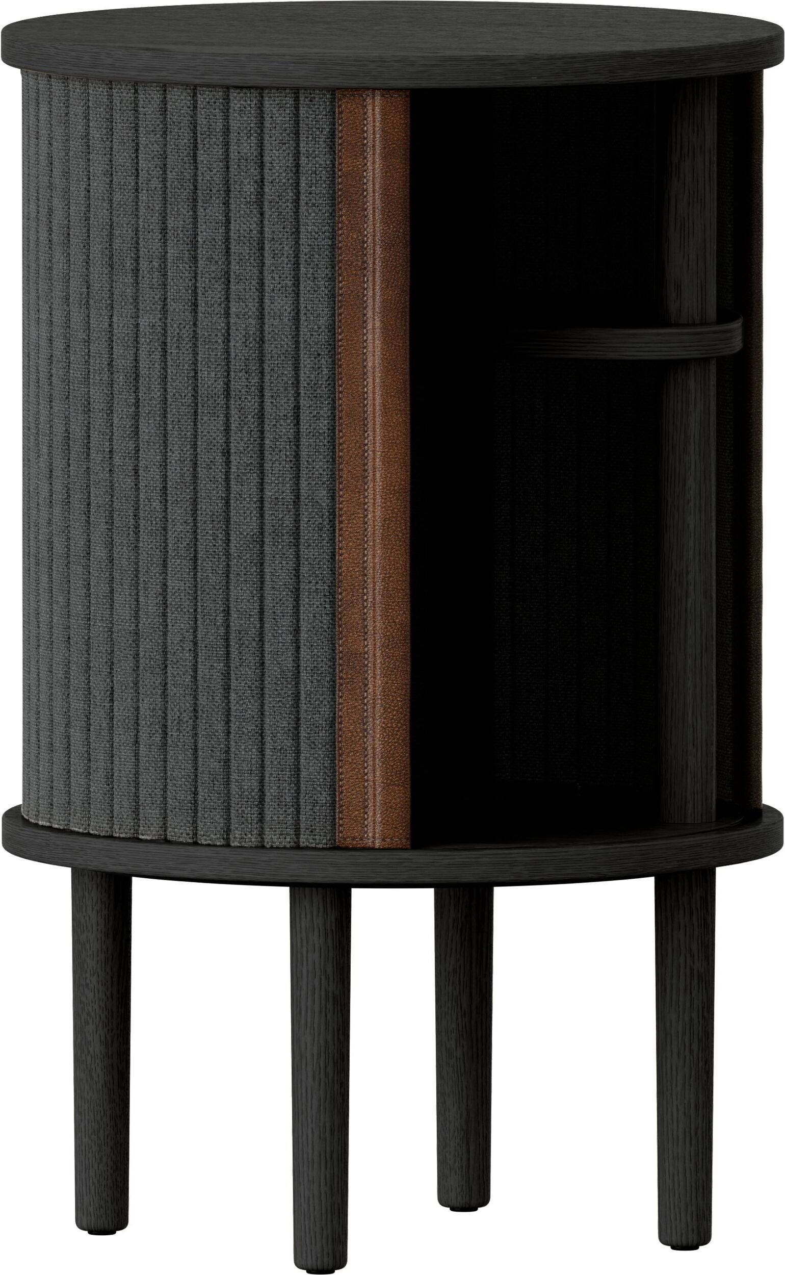 Szafka nocna Audacious ciemnoszara na czarnych dębowych nogach