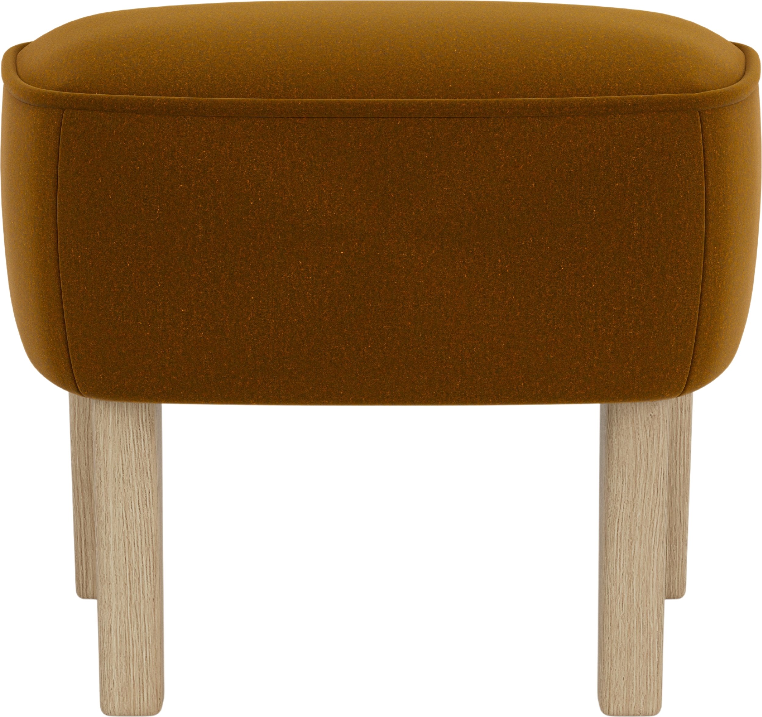 Podnóżek Ingeborg Grand Mohair karmelowy na dębowych nogach
