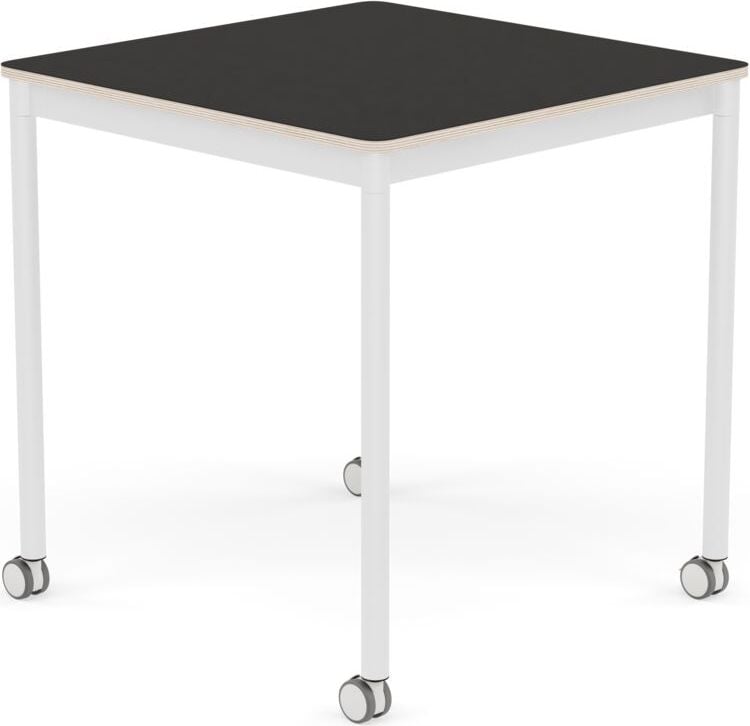 Stół na kółkach Base kwadratowy 70 cm czarny linoleum nogi białe