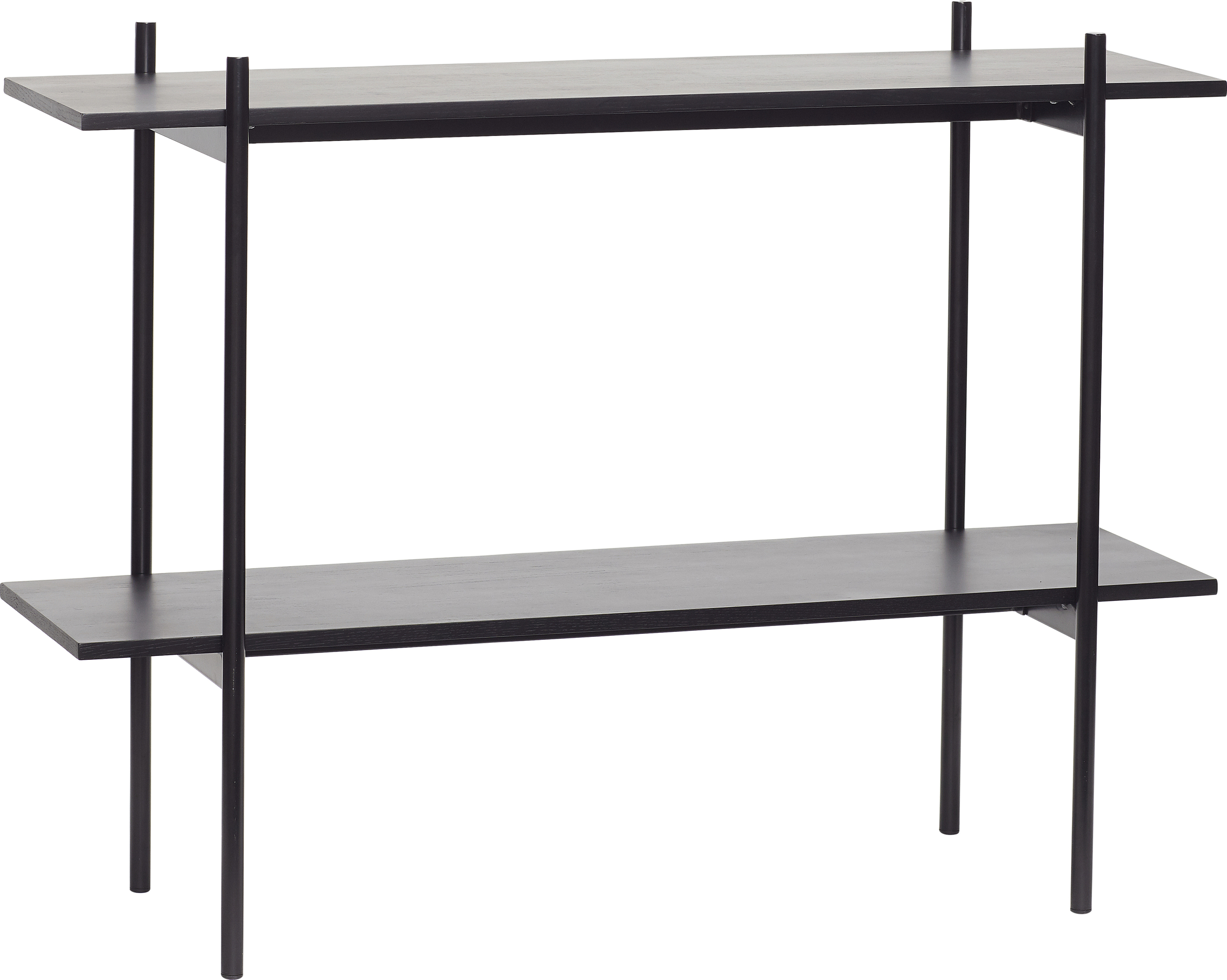 Regał Norm czarny metalowo-drewniany z 2 półkami