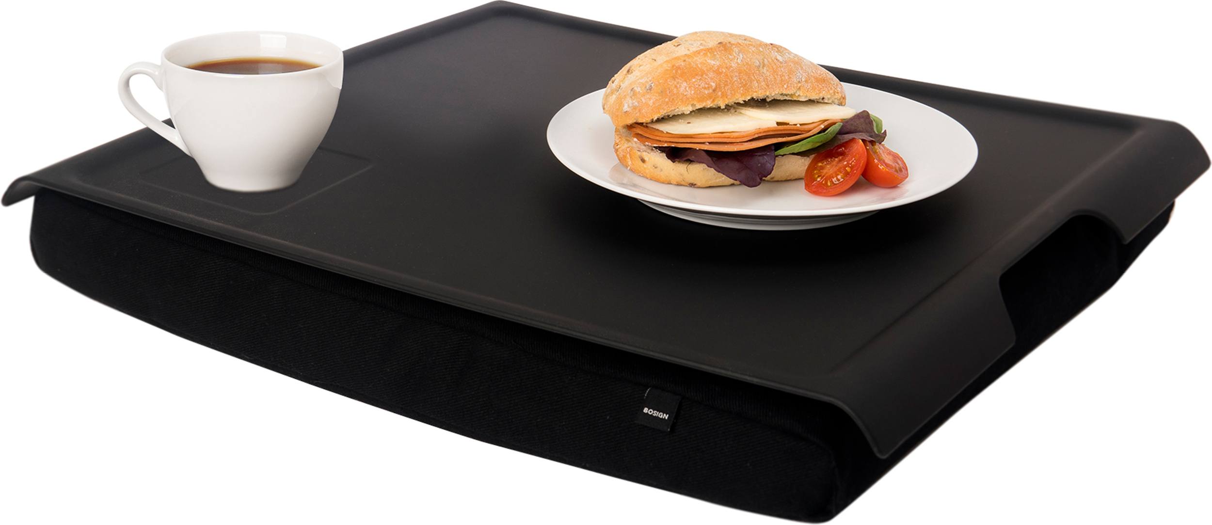 Taca Laptray czarna z antypoślizgową powłoką z czarną poduszką